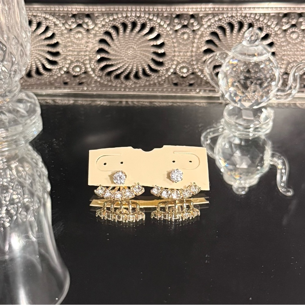 Gold and Silver Crystal Earrings
